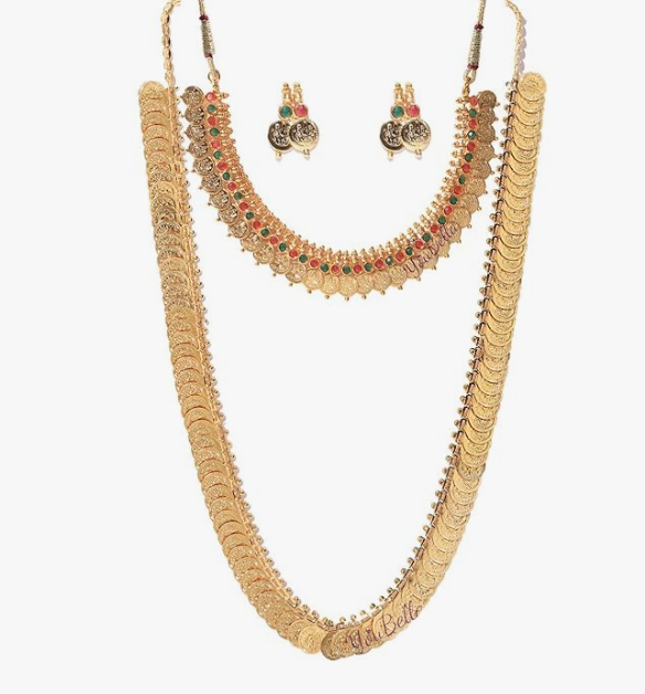 YouBella Traditional Necklace & Earrings Set – Gold-Tone Elegant Ethnic Jewellery