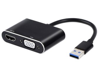 Wonlyus USB 3.0 to HDMI + VGA Adapter – 1080p Full HD, Plug-and-Play, Dual Output (USB → HDMI & VGA), Compatible with Windows 7/8/10, Black