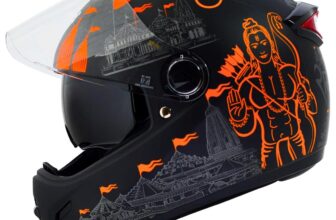 Steelbird SBH-34 “Jai Shree Ram” Full-Face Motorcycle Helmet – Reflective, ISI-Certified Safety Helmet