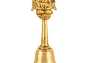 Brass Pooja Bell (Ghanti) – Cone Shape Temple Bell for Home & Mandir (8cm, 70g)