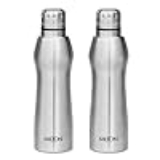 Milton Elate 1000 Stainless Steel Water Bottle 840 ml (Set of 2) – Leak Proof, ISI Certified, Rust-Free Silver Bottles