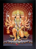 RENOWNED Panchmukhi Hanuman LED Painting – Divine Bajrangbali Wall Frame for Home & Pooja Room