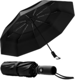 Kerok Portable Auto Travel Umbrella – Windproof, Auto Open/Close, Compact & Stylish (Black)