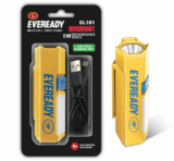 Eveready DL 101 Minimight Rechargeable Torch – 1W LED, 2W Sidelight, USB Charging, Hands-Free Clip, Compact Design