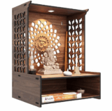 Rellon Industries Wooden Home Temple – Pooja Mandir with LED Spot Light (A4)