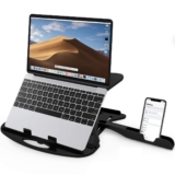 STRIFF Adjustable Laptop Stand – Foldable & Ventilated Stand with Phone Holder for MacBook, Notebook, Tablet