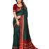 SIRIL Banarasi Unstitched Saree – Olive Green with Zari Motif Design