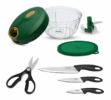 Pigeon by Stovekraft Kitchen Tools Value Combo – 400ml Chopper & Storage, 3 Knives Set, 1 Kitchen Scissor