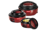 Milton Ernesto Inner Stainless Steel Jr. Casserole Set of 3 – 390ml, 750ml, 1335ml | Red | Stackable & Easy to Carry