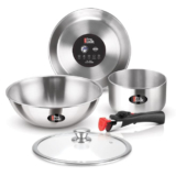 MILTON Pro Cook Tri-Ply Stainless Steel Cookware Set (5-Piece) with Detachable Handle | Induction & Gas Compatible