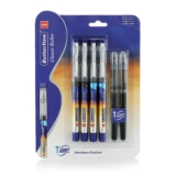 Cello Butterflow Classic Roller Pen Set – Pack of 4 (2 Blue & 2 Black) with 2 Jumbo Refills – Smooth Writing Experience for Students & Office Use
