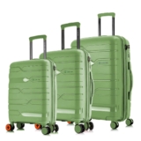 Nasher Miles Paris Avocado Green Polypropylene 3-Piece Luggage Set (55cm, 65cm, 75cm) – Lightweight & Durable with 8 Spinner Wheels