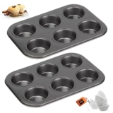 CURATED CART Muffin Tray with 6 Cavities & 100 Muffin Liners – SGS Certified Bakeware for Microwave & Dishwasher Safe Baking