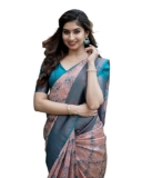 Yashika Kanjivaram Collection Saree – Peach OG Sukrita with Blouse Piece